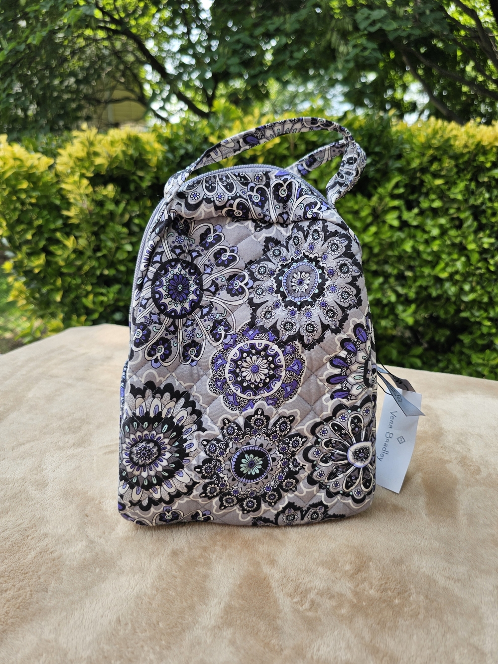 Vera Bradley Purple/Gray Floral Quilted Lunch Tote